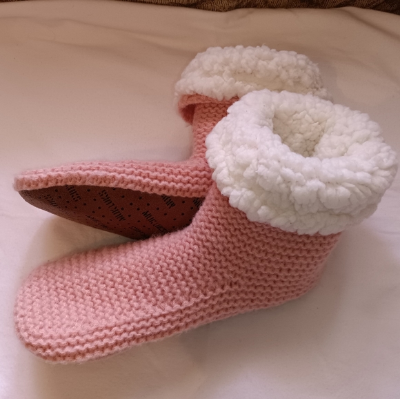 MUK LUKS | SHEA INFUSED Sherpa Dusty Pink Knit Slipper Size Womens L-XL 8.5-11 - Picture 3 of 8